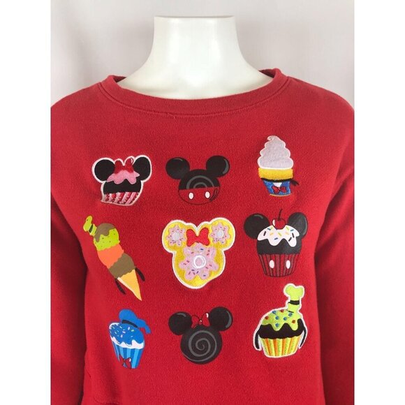 Disney Sweatshirt Womens Juniors Small Cropped Snacks Red - Picture 3 of 9
